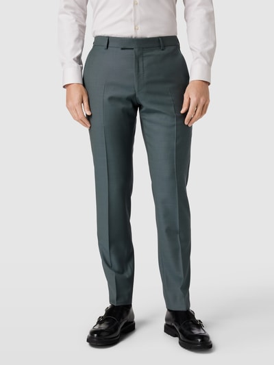 JOOP! Collection Slim fit pantalon van scheerwol met persplooien, model 'Blayr' Groen - 4