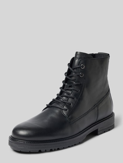 Produktfoto, czarne kozaki z gładkiej skóry model 'RONY 3A' od Marc O'Polo, Herren Stiefel / Boots, matowa tekstura, wyraźne szwy