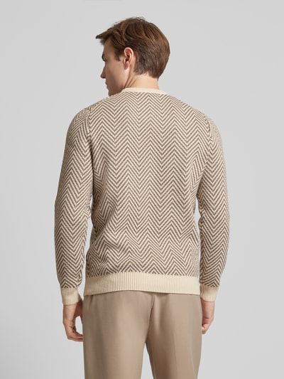 Profuomo Strickpullover mit gerippten Abschlüssen Offwhite 5