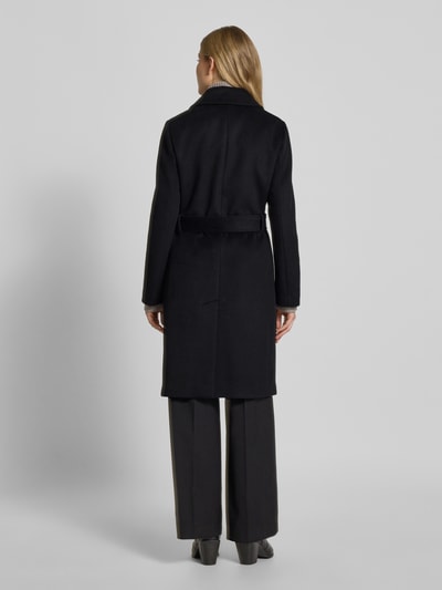 s.Oliver BLACK LABEL Regular fit lange wollen jas met tailleriem om te strikken Zwart - 5