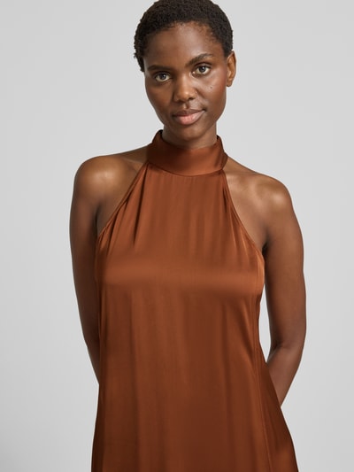 Samsøe Samsøe Długa sukienka z wiązaniem na szyi model ‘SANETTLE’ Koniakowy 3