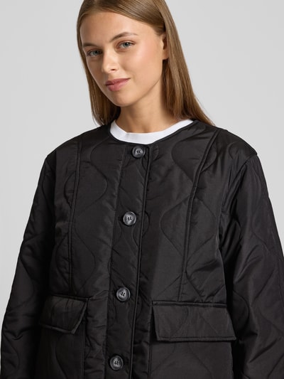 Vero Moda Regular fit gewatteerd jack met enkele knoopsluiting, model 'MILLIE' Zwart - 3