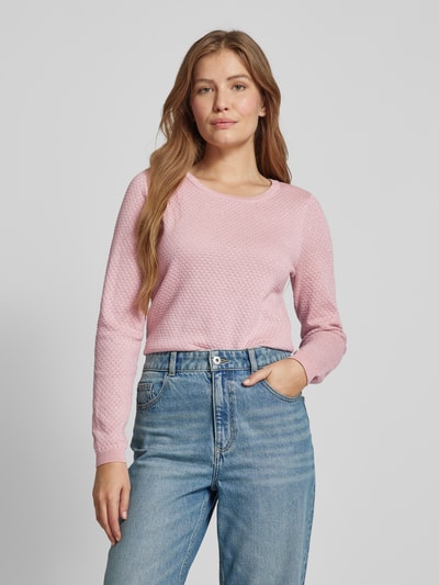 Vero Moda Sweter z dzianiny o kroju regular fit z efektowną przędzą model ‘CARE SHINE’ Różowawy melanż 4