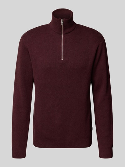 Jack & Jones Premium Gebreide pullover met ribboorden, model 'BLAMILANO' Bordeaux gemêleerd - 2