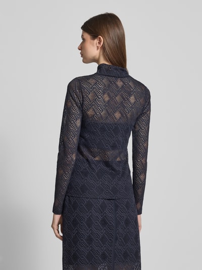 Marc Cain Semi-transparant shirt met lange mouwen en opstaande kraag Marineblauw - 5