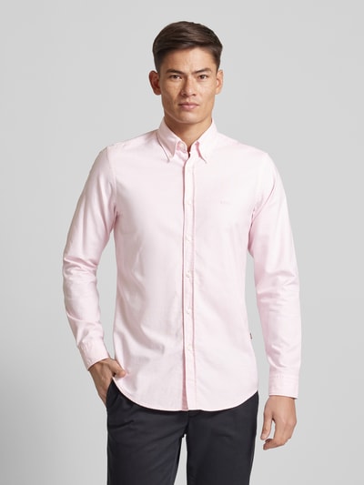 BOSS Orange Regular fit vrijetijdsoverhemd met button-downkraag, model 'Rickert’ Roze - 4