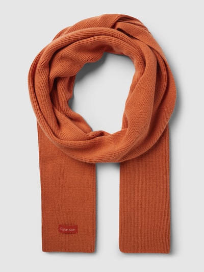CK Calvin Klein Gebreide sjaal met labelpatch, model 'Essentials' Donkeroranje - 1
