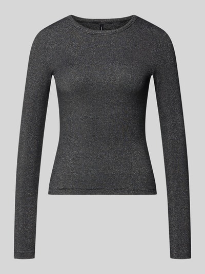 VERO MODA Bluzka z długim rękawem z połyskującą prążkowaną fakturą Czarny 1