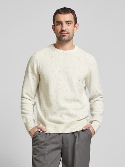 Marc O'Polo Regular fit pullover van tweedgaren  Offwhite - 4