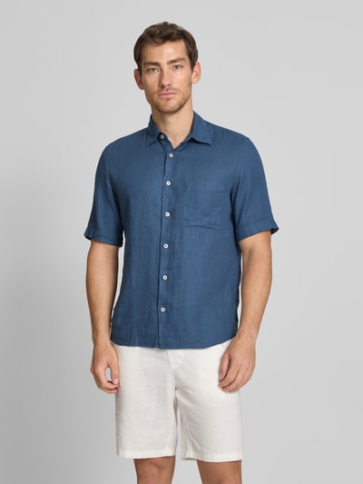 Marc O'Polo Regular Fit Freizeithemd aus reinem Leinen Dunkelblau 4