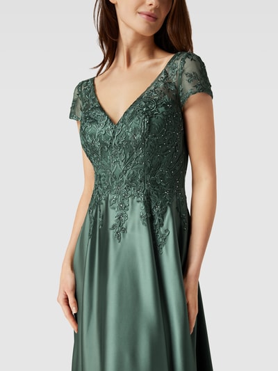 Luxuar Abendkleid mit Ziersteinbesatz Dunkelgruen 3