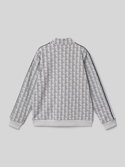 Produktfoto, Regular Fit Sweatjacke aus Baumwoll-Mix von Lacoste dziecięca, efekt: wzór z logo na całej powierzchni, krój regular fit, zamek błyskawiczny, wyhaftowane logo, lampasy, stójka, długie rękawy, zakończenie rękawów i dołu: prążkowane, wpuszczane kieszenie, wykończenie materiału: dzianina dresowa, mieszanka bawełny