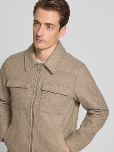 Casual Friday Regular fit overhemdjack met borstzakken, model 'MOBERG' Taupe gemêleerd - 3