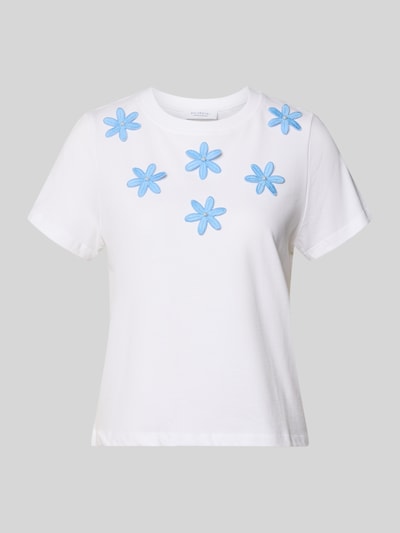 Produktfoto, T-Shirt mit Stitchings und Perlen von Rich & Royal aus bawełna, krój regular fit, hafty, perły, okrągły dekolt, długość tyłu w rozmiarze S: 54 cm