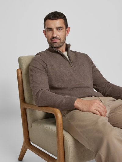 Fynch-Hatton Strickpullover mit Troyer-Kragen Camel 3