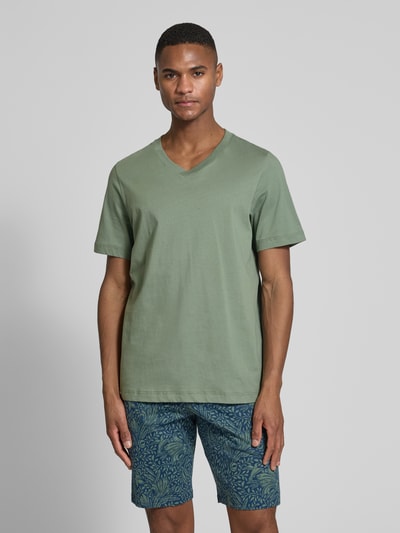 Schiesser T-shirt met V-hals Olijfgroen - 4