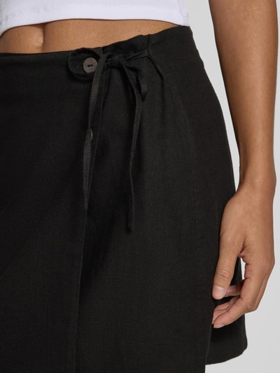 Only Ausgestellter Wickelrock Viskose-Leinen-Mix Modell 'CARO' Black 3