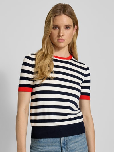 Jake*s Casual Strickshirt aus Viskose-Mix mit Streifenmuster Marine 3