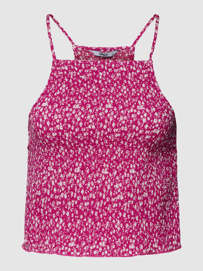 Only Korte top van viscose met all-over bloemenmotief, model 'NOVA' Felroze - 2