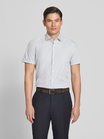 OLYMP Level 5 Slim Fit Business-Hemd mit Blockstreifen und Kentkragen Gruen 4