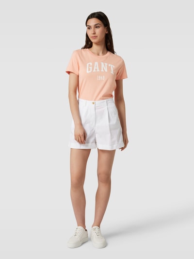 Gant T-shirt van katoen met labelprint Oranje - 1