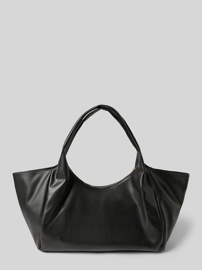 Seidenfelt Handtas met hengsels, model 'LAINIO' Zwart - 4