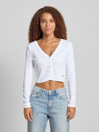 Calvin Klein Jeans Kort gebreid jack met knoopsluiting Wit - 4