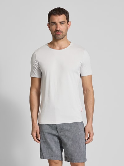 JOOP! Jeans T-Shirt mit geripptem Rundhalsausschnitt Modell 'Cesare' Hellgrau 4