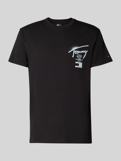 Produktfoto, Regular Fit T-Shirt aus reiner Baumwolle von Tommy Jeans, Optik: Unifarben, Label-Print, Rundhals, kurzarm, Materialverarbeitung: Webware