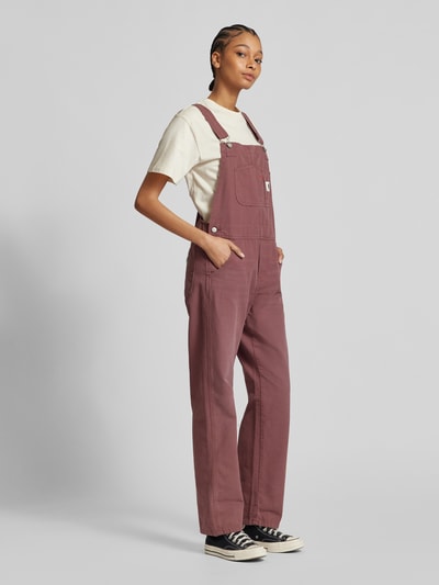 Carhartt Work In Progress Straight Leg Latzhose mit Label-Patch Modell 'Bib' Rosa 1