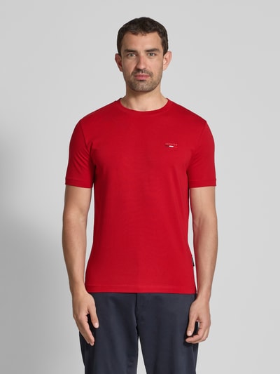 HECHTER PARIS T-shirt met labelprint Lichtrood - 4