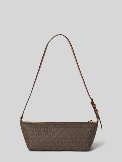 Produktfoto, torebka z wzorem z logo na całej powierzchni, brązowe odcienie, model 'LAILA' od MICHAEL Michael Kors, Główna przegroda z zamkiem błyskawicznym, z regulowanym paskiem na ramię, Szerokość w rozmiarze 1: 28 cm, Długość w rozmiarze 1: 11 cm, Głębokość w rozmiarze 1: 9 cm, Długość paska na ramię w rozmiarze 1: 74 cm, wzór na całej powierzchni, elegancka struktura, przeznaczenie damskie