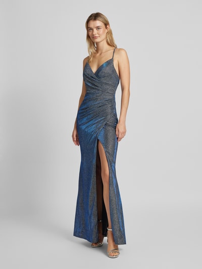 Luxuar Abendkleid mit Raffungen Dunkelblau 1