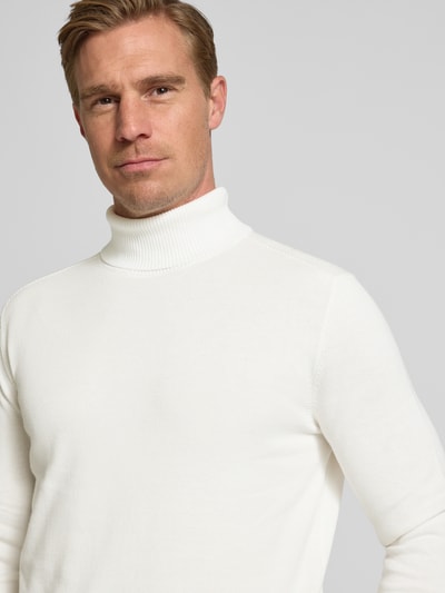 Tom Tailor Denim Regular Fit Rollkragenpullover aus reiner Baumwolle Offwhite 3