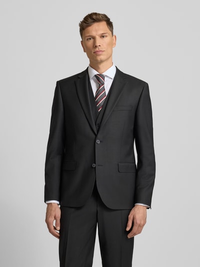Męski model nosi Regular Fit 2-Knopf-Sakko mit Pattentaschen od bugatti, czarny, z mieszanki materiałów z wełną, widok całej sylwetki z przodu.