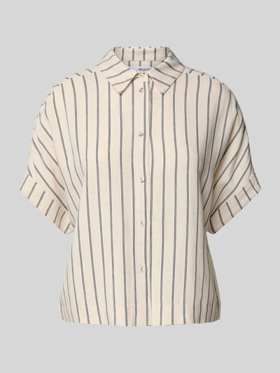 Selected Femme Cropped Bluse aus Viskose-Leinen-Mix Modell 'VIVA' Beige 2