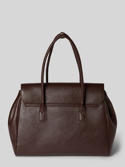 Produktfoto, Handtasche mit Tragehenkeln Modell 'SIENA' von Mango in Dunkelbraun, genarbtes Leder, Überschlag, Klickverschluss, Größe 38x31x18 cm