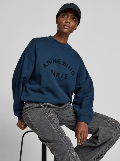 Anine Bing Sweatshirt mit Logo-Stitching Dunkelblau 3