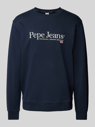 Pepe Jeans Sweatshirt mit Label-Print Modell 'SEAN' Marine 2