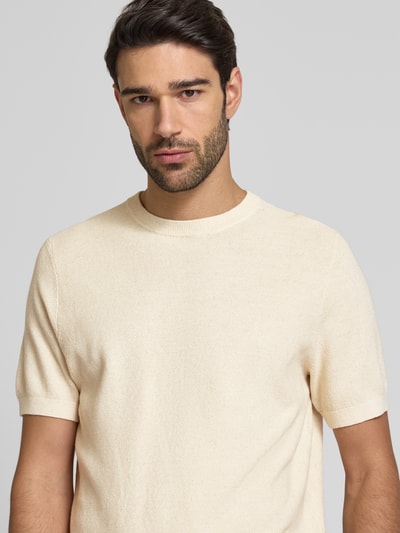 Profuomo T-shirt in tricotlook Offwhite - 3