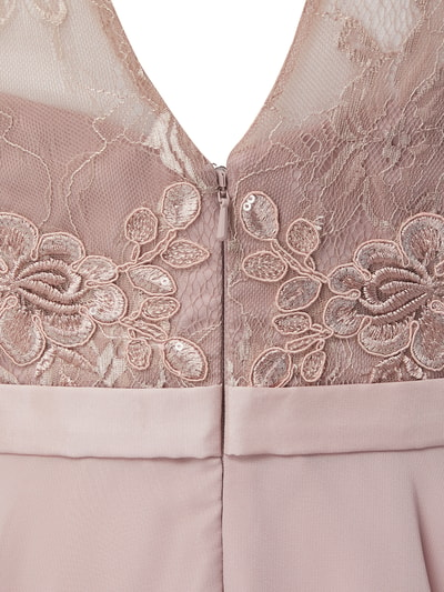 Luxuar Cocktailjurk van chiffon en gebloemd kant Taupe - 3