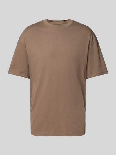 Jack & Jones T-shirt met geribde ronde hals, model 'BRADLEY' Lichtbruin - 2