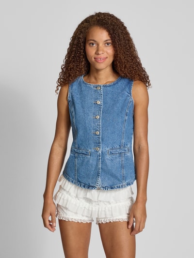 Only Shaped Fit Jeansweste aus reiner Baumwolle Modell 'GIULINA' Jeansblau 4