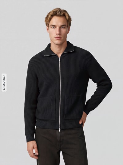 ONLY & SONS Strickjacke mit Zweiwege Reißverschluss Black 4