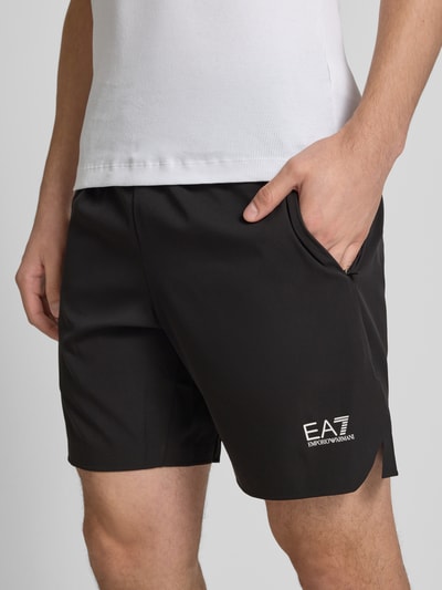 EA7 Emporio Armani Loose Fit Sweatshorts mit Label-Print Modell 'VENTUS' Black 3