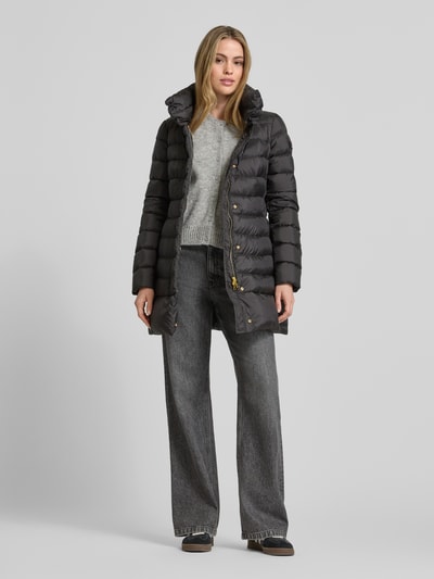 Peuterey Gewatteerde lange jas met opstaande kraag, model 'SOBCHAK' Zwart - 1