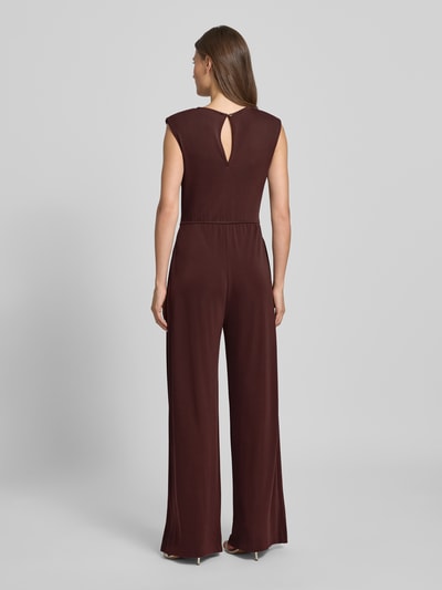 Rinascimento Cocktail-Jumpsuit mit Wasserfall-Ausschnitt und Bindegürtel Schoko 5
