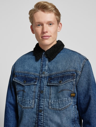 G-Star Raw Jeansjack met voering van imitatiebont Donkerblauw - 3