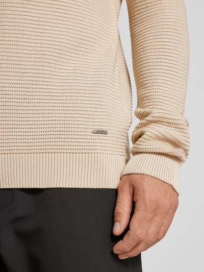 JOOP! Collection Strickpullover mit gerippten Abschlüssen Offwhite 3