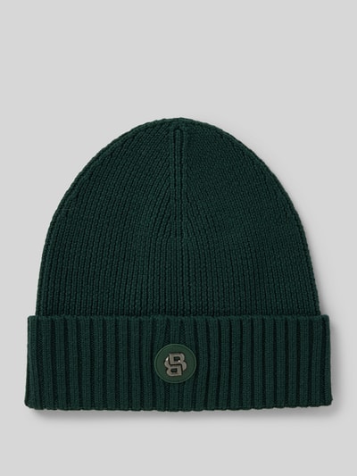 BOSS Czapka beanie z żywej wełny z detalem z logo model ‘Fati’ Zielony 1